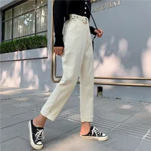 S-xl 2 цвета Осень корейский стиль Женские винтажные джинсы женские прямые джинсы с высокой талией для женщин(Z8578