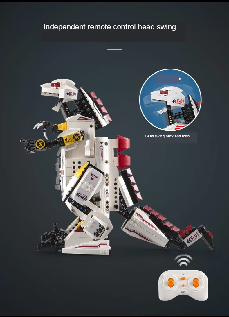 Brinquedos de Controle Novo Hobby Eletrônico Remoto C51063 Dinosaur Building Block Modelos Andando rc Lançamento Míssil Brinquedos Educativos 2020 8 remoto c51063 dinosaur building block modelos andando