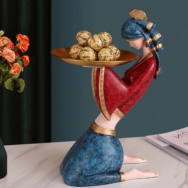 Victoria Girl Doll Storage Tray Plate Decoration Home Decoration Desktop Resin Art Sculpture Statue