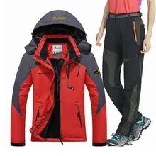 Зимний лыжный костюм для женщин, флисовый теплый ветрозащитный водонепроницаемый лыжный комплект для сноубординга, Женская лыжная куртка+ штаны