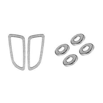 

2Pcs Crystal Dashboard Air Vent Outlet Cover & 4Pcs Crystal Car Door Lock Pin Cover Trim Fit for Benz E Class W213 E200L