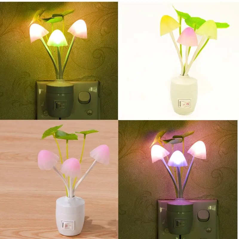

LED Night Light Sensor Plug-in Wall Lamp Home Sensor Control Mushroom Night Lamp Bed Bathroom Wall Socket Plug-in Night Light
