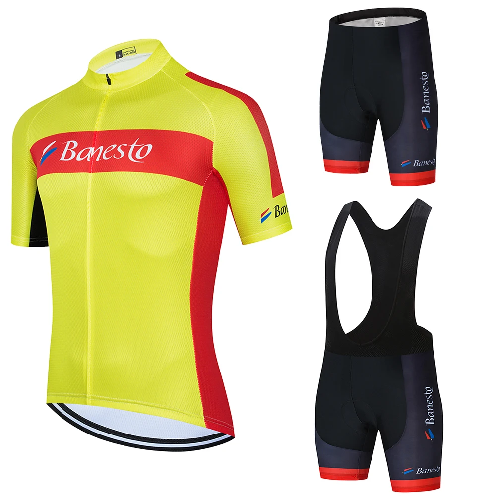 

Banesto 2020 cycling jersey 9D pad shorts bike wear set ropa ciclismo quick dry mens pro CYCLING Maillot Culotte