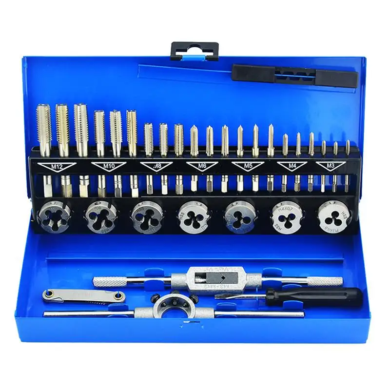

32PCS/Set Screw Tap Professional Hand Threading Tool Screw Tap Tool Alloy Steel Threading Die Tapping Tool Set - German Standard