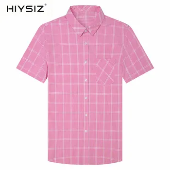 

HIYSIZ Men Shirt Spring Summer Short Sleeve Casual Shirts Cotton Man Fashion Classic Plaid Camisa Masculina With Pocket H6009S