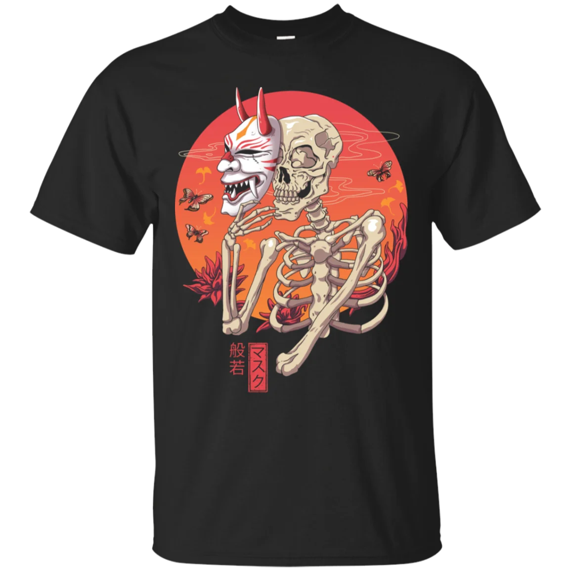 Hannya Yokai маска смешной Скелет портретное искусство унисекс черная футболка 2019