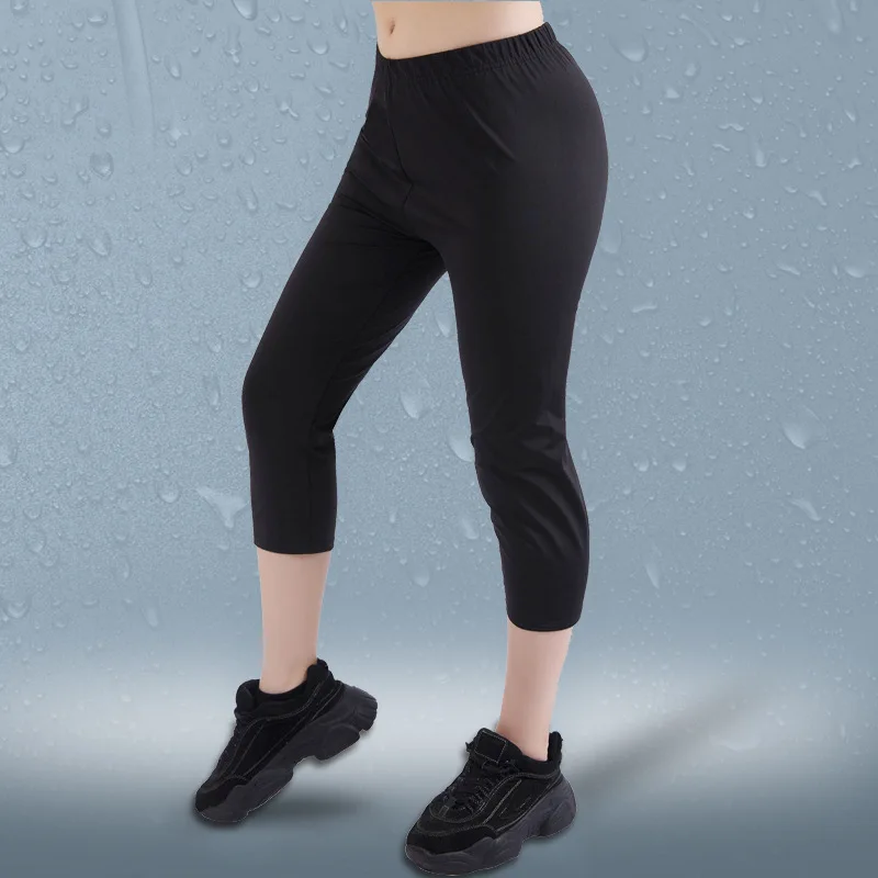 Women Sweating Pants Inner Silver Coating Quick Sweating and Body TEMP Keeping Bodybuilding Bodyshaping Cropped Pants Trousers