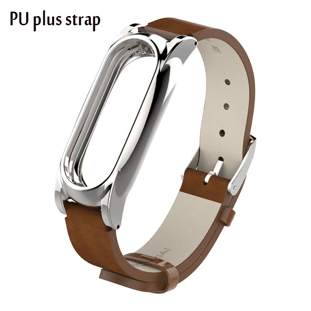 PU Plus Brown Ремешок для Xiaomi mi Band 2 PU Кожаный ремешок металлическая рамка для mi Band 2 браслет PU плюс кожаный ремешок для mi Band 2 аксессуары - Цвет: PU Plus Brown