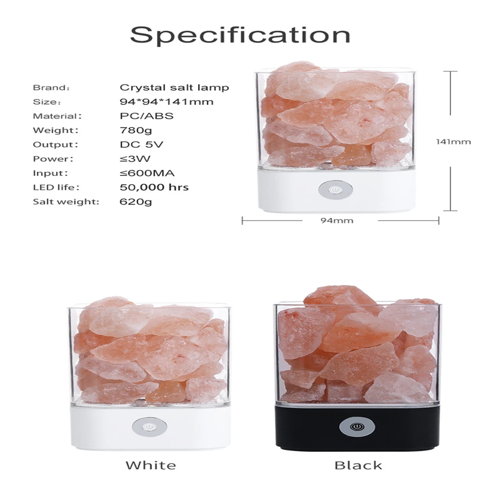 USB Himalayas Salt Crystal Rock Lamp Good For Health Small Mineral Negative Ionic Stone Lava Salt Night Light For Bedroom Light 4