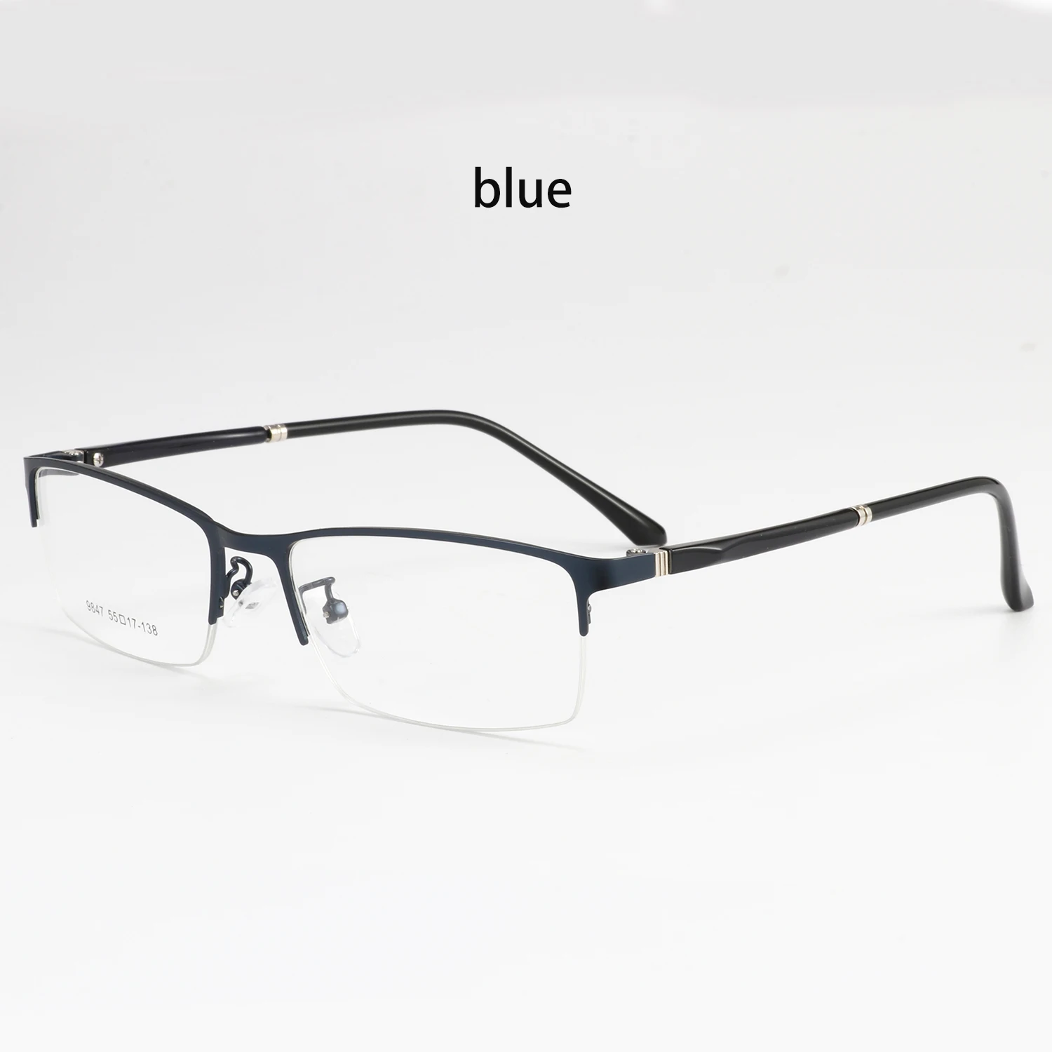 Мужские металлические очки TR90 прозрачные линзы полуочки Oculos De Grau Близорукость Оптические очки для чтения - Цвет оправы: Синий