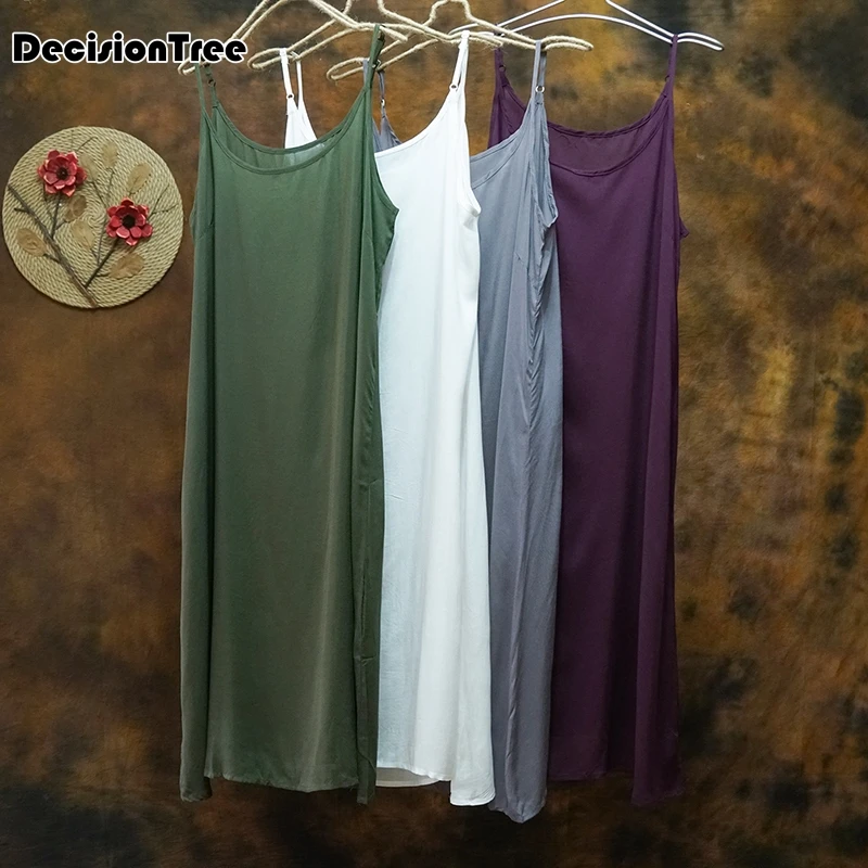 

2019 women sexy strap full slips dress modal long underdress sleeveless plus cotton bottoming straight petticoat femme