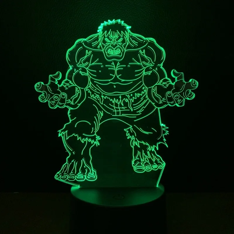 Avengers 3D Lamp USB RGB Nightlight Hulk Touch Sensitive Light Kids Sleep LED Light Remote Control Table Lamp