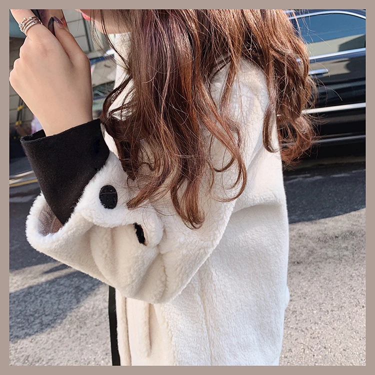 MISHOW Winter Thick Solid Standing collar Lambswool Coat Women Causal Single-breasted Belt Warm Fur Jacket MX19D8329