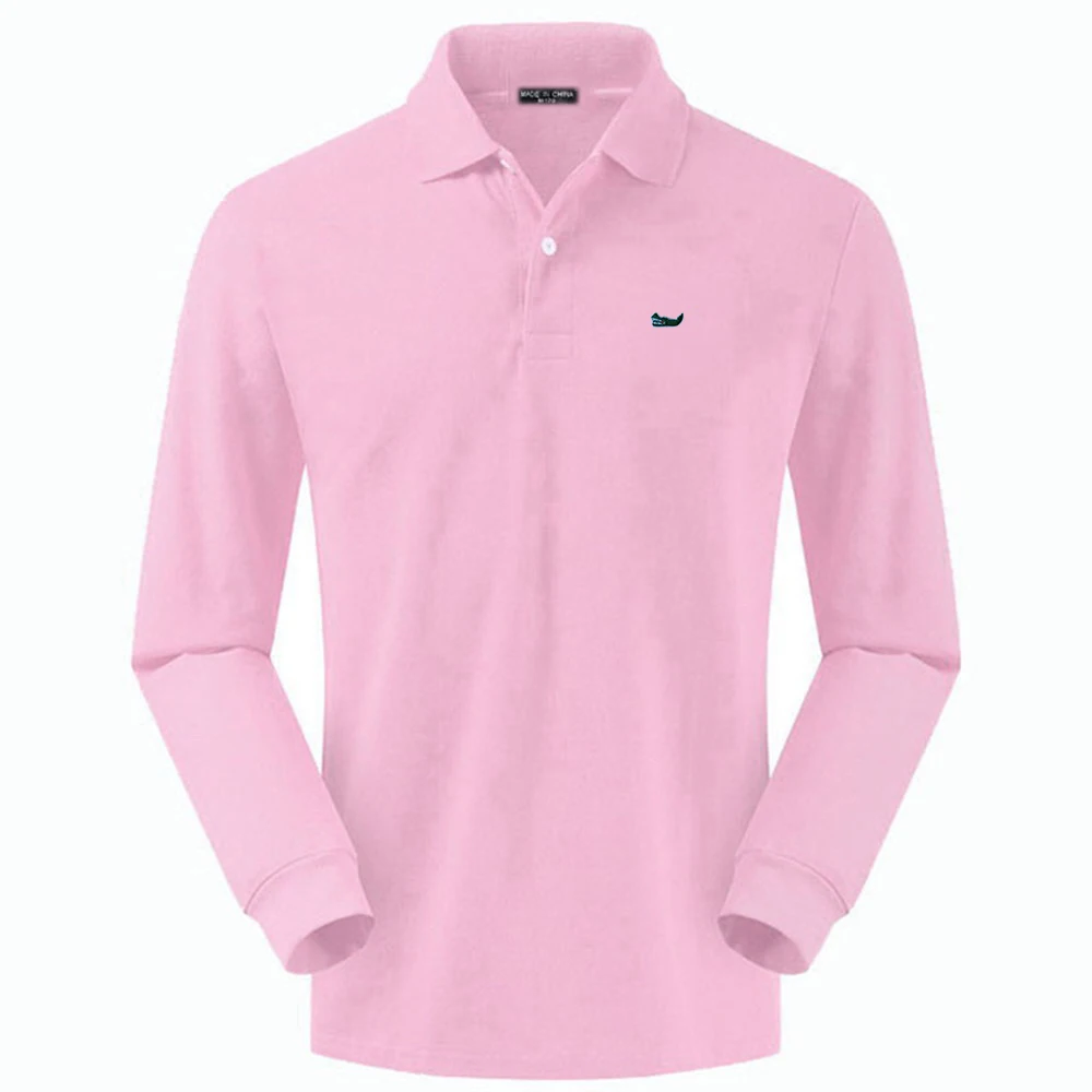 High Quality Spring Autumn 100% Cotton Embroidery Logo Casual Polo Shirts Men's Long Sleeve Polo Shirt 2021 New Arrival Tops Tee