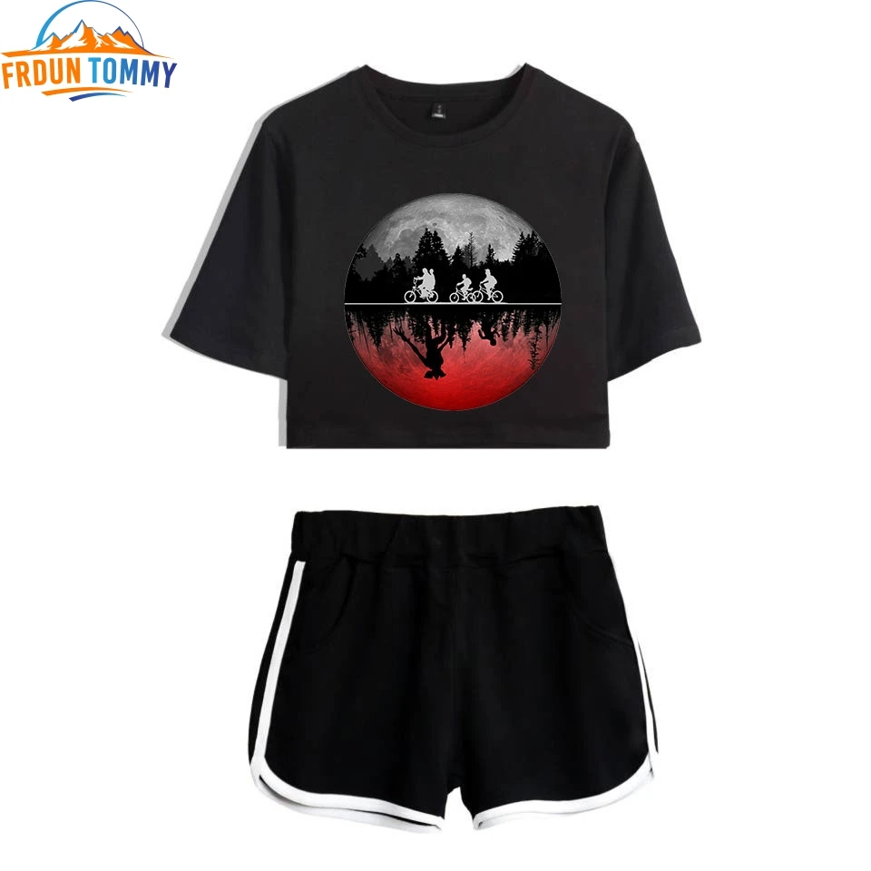 Stranger Thing s Женский комплект футболка с коротким рукавом и шорты хип-хоп Stranger Thing женская одежда повседневная Harajuku больших размеров