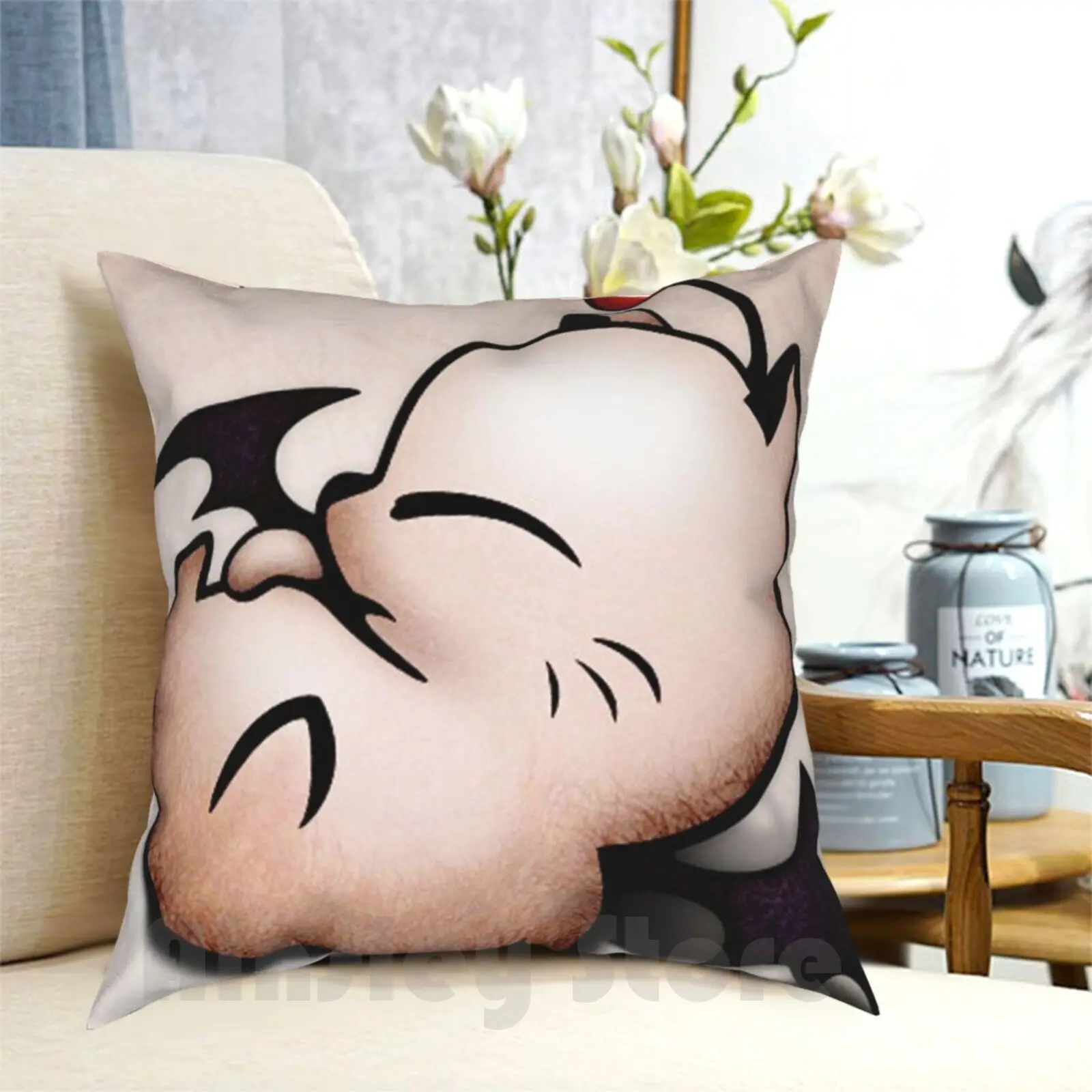 Federa Per Cuscino Per Dormire Mogu Nera Stampata Per La Casa Morbida Fodera Per Cuscino Fai Da Te Mogu Sonno Nero Moguri Moogle Kawaii Divertente Gio