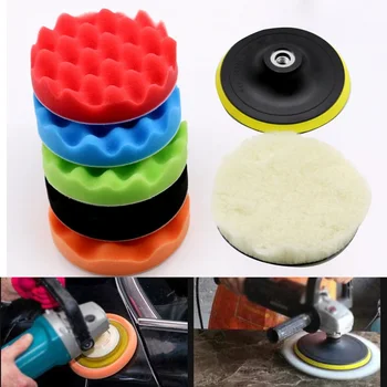 

3-7 Inch 8pcs Remove Reusable Car Sponge Washable Auto Buffing Soft Practical Round Cleaning Tool Waxing Disc Polishing Pad Set