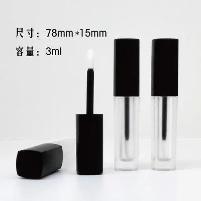 3ml lipgloss tube 3 мл губная трубка, матовая бутылка, пустая черная крышка, жидкая губная помада, трубка, бальзам для губ, многоразовая упаковка бутылок, упаковка для макияжа - Цвет: 3ml lipgloss tube