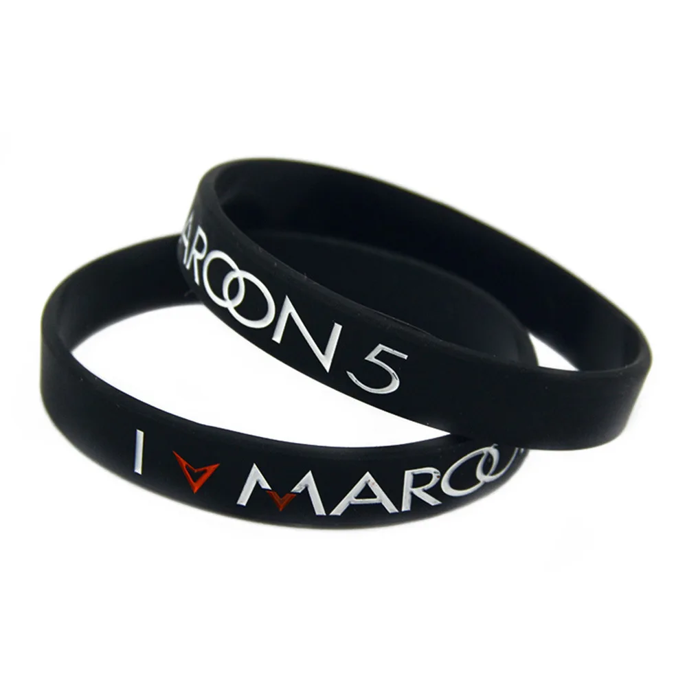Мягкий силиконовый браслет с надписью I love Maroon 5 I Love Magic, красный рок-н-ролл