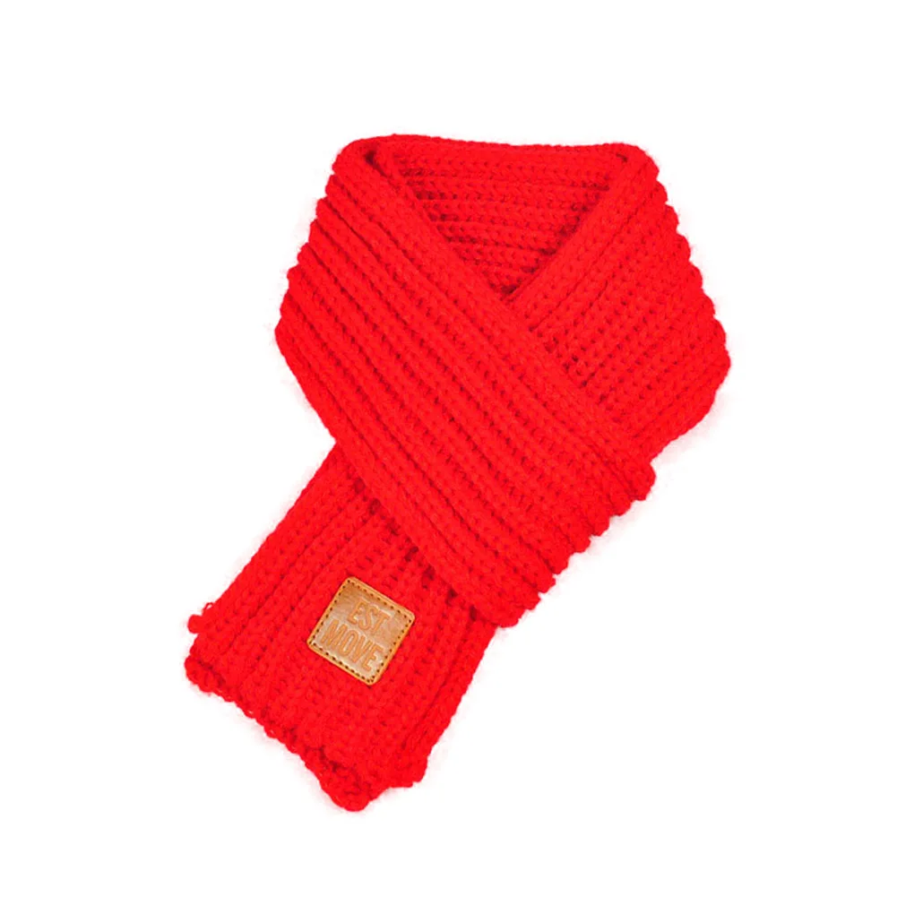 Красный Горячая Распродажа, новинка года, модный детский вязаный однотонный шарф, утолщенный зимний теплый детский шейные шарфы для мальчиков и девочек IE998 - Цвет: Красный