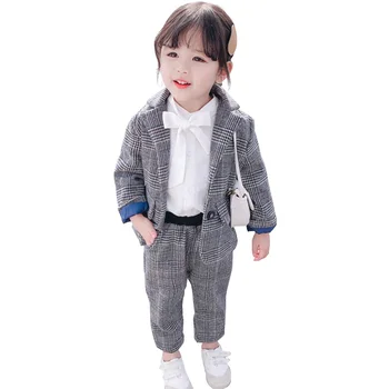 

Baby Girl Clothes Plaid Pattern Suit For Girls Outerwear + Pants 2PCS Girls Sets Toddler Children's Tracksuit