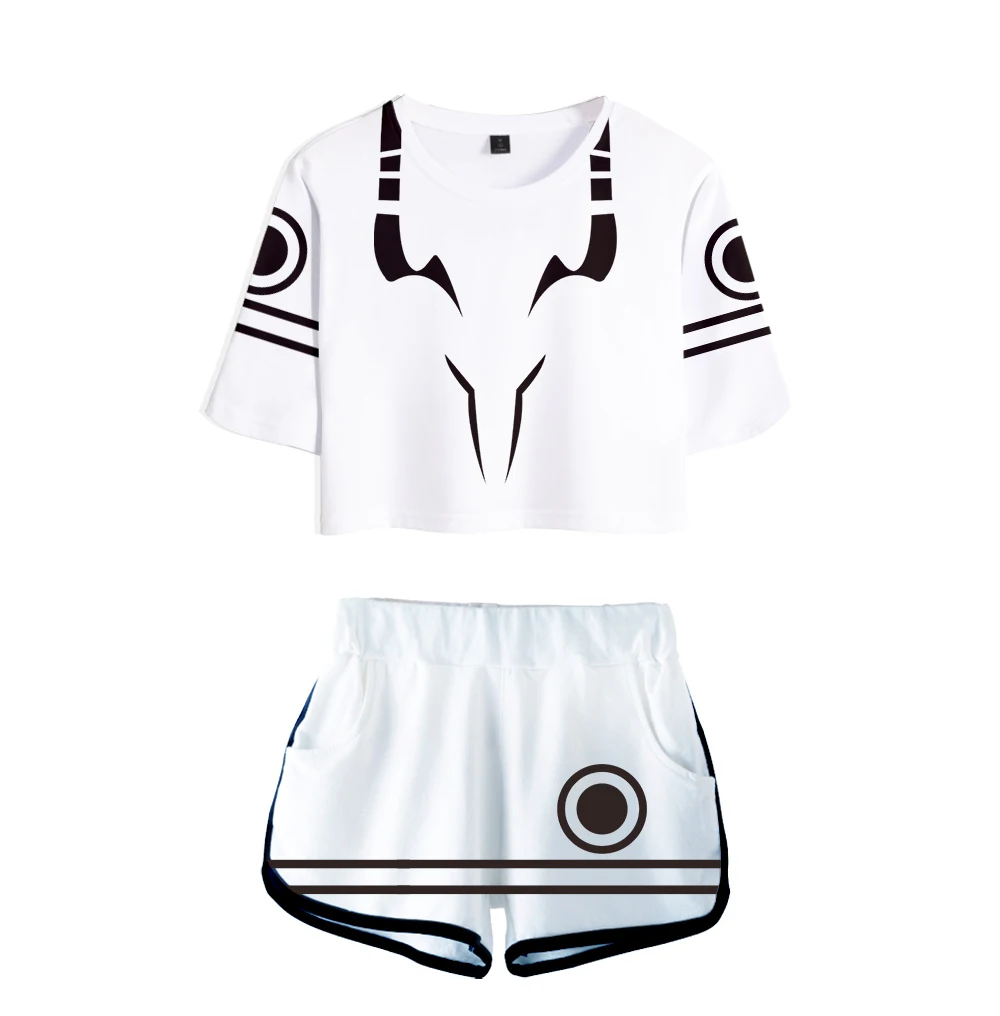 

Anime Jujutsu Kaisen Women's 3D Two Piece Sets Exposed Navel T shirt+Shorts Casual Summer Girl's Cosplay Outfit