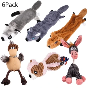 

6 Pack Dog Squeaky Toys Assortment Pet Puppy Stuffing Plush Chew Teething Toys for Small Medium Large Dogs