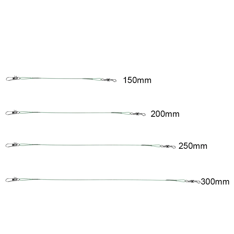 20PCS Anti Bite Steel Fishing Line Steel Wire Leader With Swivel Fishing Accessory Lead Core Leash Fishing Wire 15CM-40CM