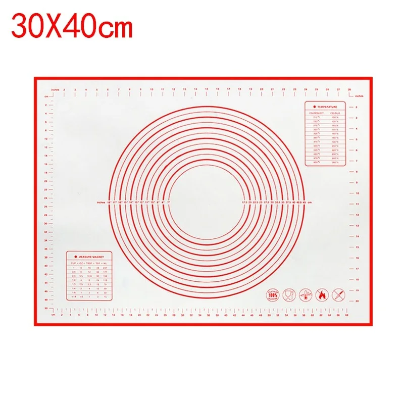 30x40cm red Многофункциональный антипригарный силиконовый коврик для выпечки с накипью для раскатки теста коврик для замеса коврик для кухни для приготовления теста лист для духовки - Цвет: 30x40cm red