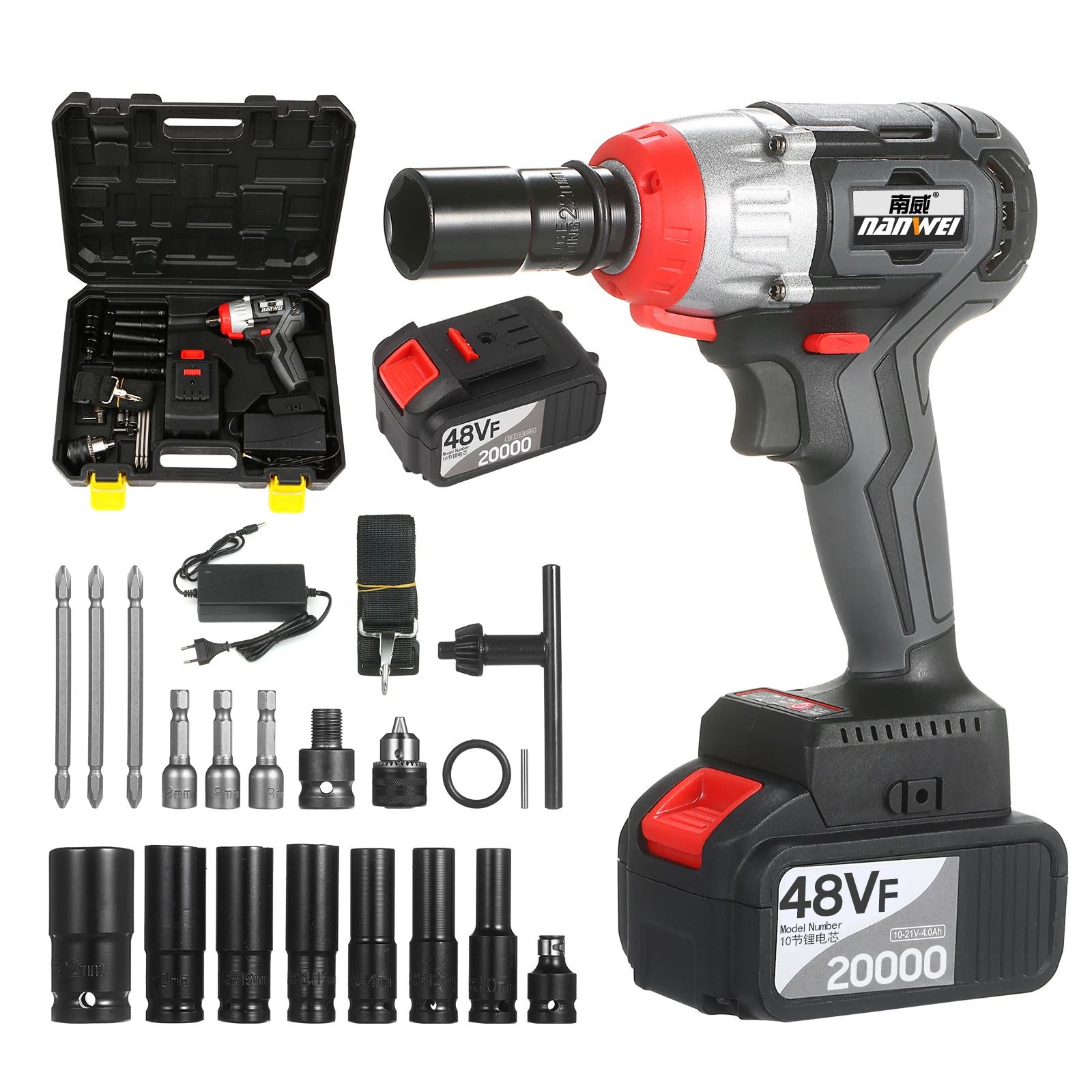 Electric Driver Brushless 18V Max Lithium-Ion 1/2 Inch Cordless Wrench Kit Dual Speed Fast Charge Case & 4 Sizes Sockets 14mm 17mm 19mm 22mm Autofu Cordless Impact Wrench Kit 