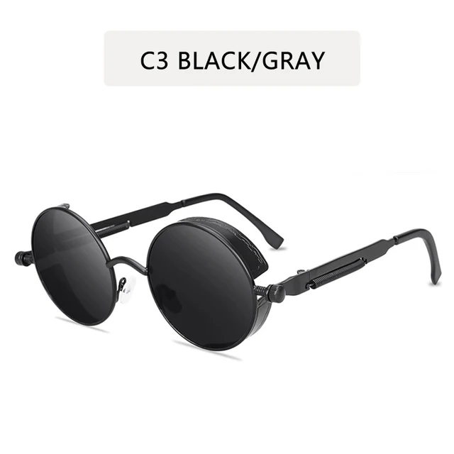 2022 Metal Steampunk Sunglasses Men Women Fashion Round Glasses Brand Design Vintage Sun Glasses High Quality Oculos de sol C3