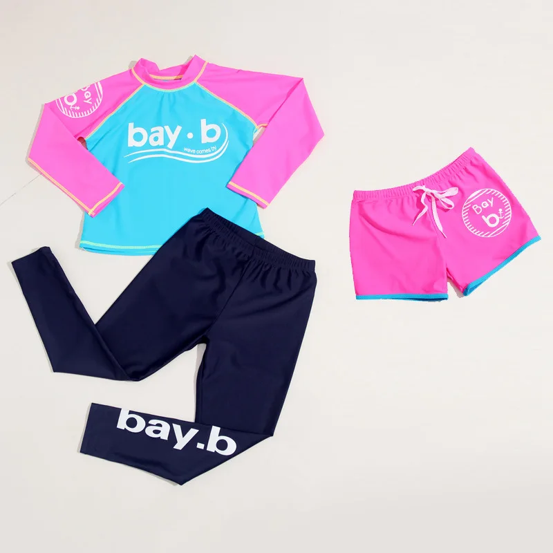 

South Korea New Style Girls Swimwear Split Type Long Sleeve Three-piece Set Children's Swimsuit