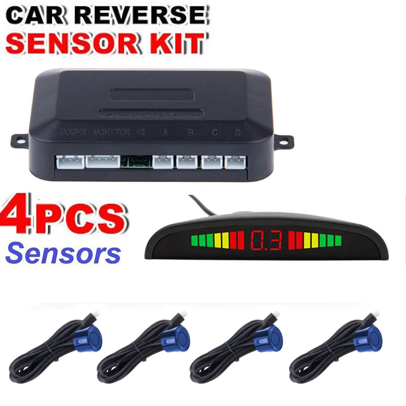 Автомобильный светодиодный датчик парковки, 4 датчика s, 12 В, Автомобильный датчик, система заднего вида, резервный монитор, комплект для парковки автомобиля, светодиодный дисплей, 5 цветов