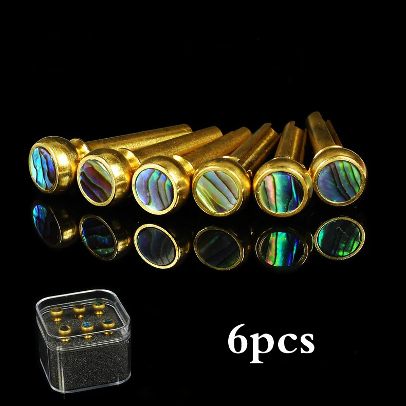 

6Pcs Pure Copper Acoustic Guitar Bridge Pin Color Shell Inlaid Solid String Nail