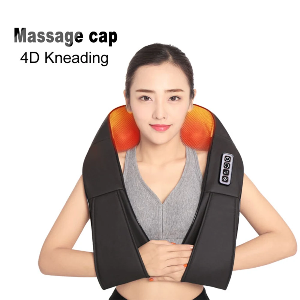 

Massage Cap 4D Kneading Shiatsu Cervical Back Neck Massager Shawl Electric Roller Heat Device Manual Home Car Massage Machine