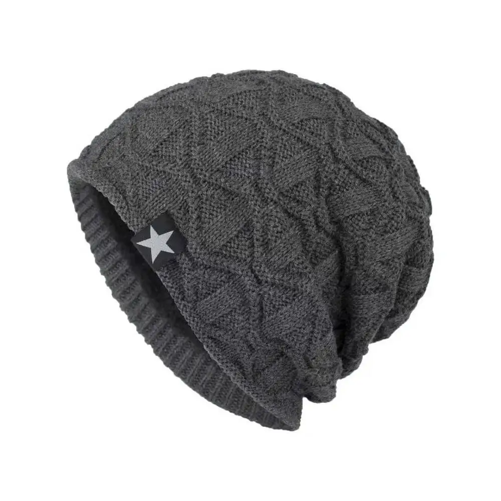 Pom Poms женская зимняя шапка, модная однотонная Флисовая теплая вязаная шляпа, утолщенная шерстяная шапка и шарф, 2 предмета, зимняя шапка - Цвет: Темно-серый