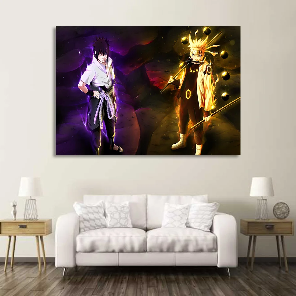 

Canvas HD Prints Pictures Home Decor For Living Room 1 Piece/Pcs Naruto And Sasuke Paintings Wall Art Animation Poster Framework