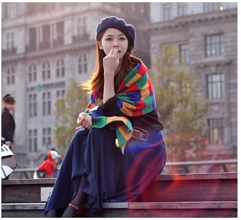 Модная вязаная шапка во французском стиле 6 цветов Осень зима винтажный милый