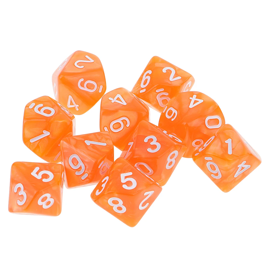 10PCS D10 Polyhedral Dice 10 Sided Dice for Dungeons and Dragons Table Game Board Game Dice Party Gambling Dices 