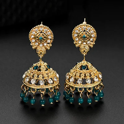 Золотой цвет Серьги золотые индийские Jhumka Таиланд ручной работы бусы Будда пирсинг серьги винтажные богемные корейские модные вечерние ювелирные изделия бижутерия - Окраска металла: Золотой цвет