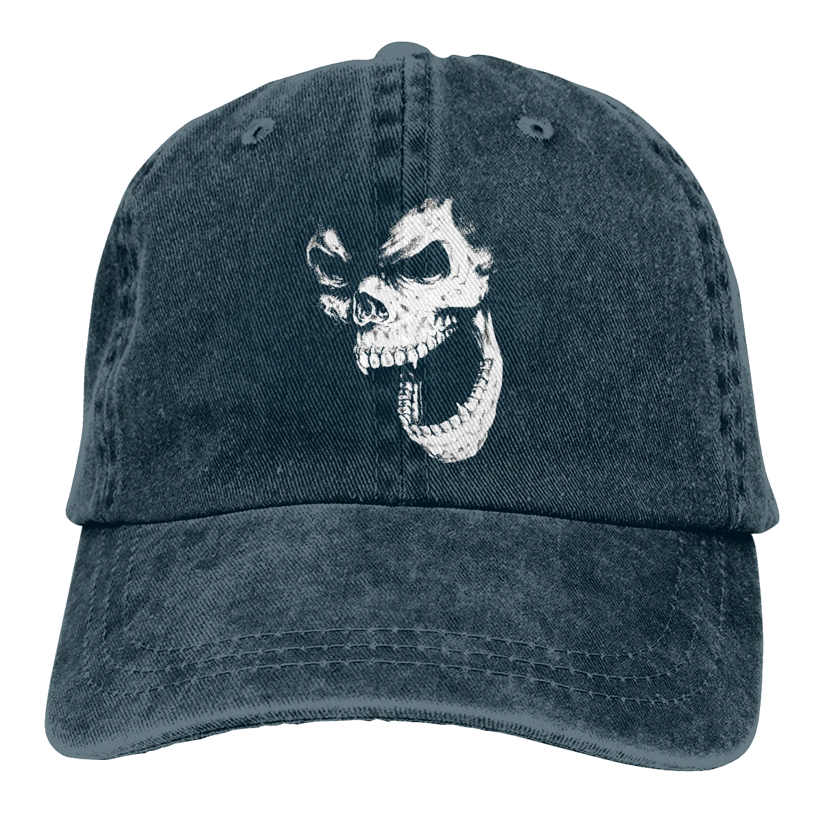 Vampire Skull Casquette Black Unisex Mens Womens Denim Strapback Baseball Cap Adjustable Golf Dad hat