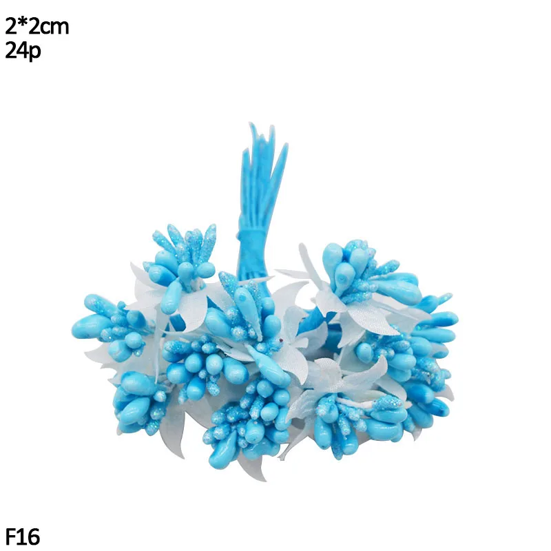 Смешанный стиль синий искусственный цветок тычинки вишня ягоды букет свадебное Рождественское украшение DIY ВЕНОК ремесло подарочные принадлежности - Цвет: F16
