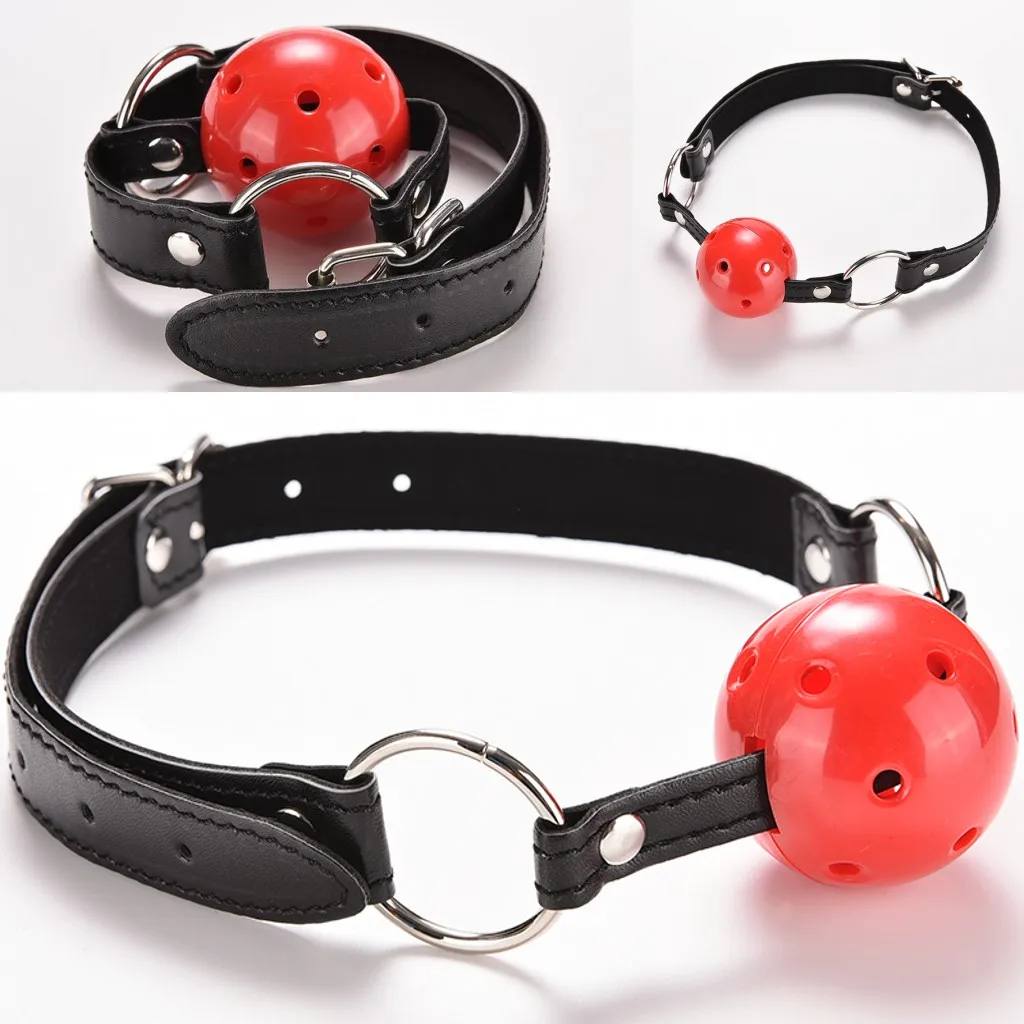 Drop Shipping PU Leather Band Mouth Gag Female Oral Fixation Stuffed Ball Flirting Bdsm Sex Toy Party Tool |