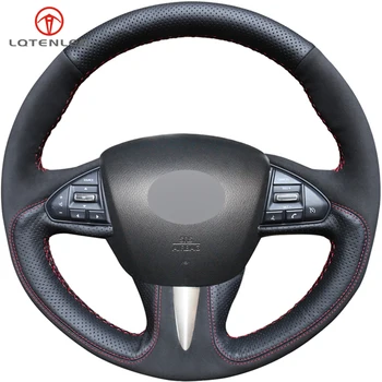 

LQTENLEO Black Genuine Leather Suede Car Steering Wheel Cover For Infiniti Q50 Q50L 2013 2014 2015 2016 2017 QX50 2015 2016 2017