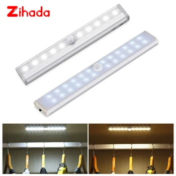 

LED PIR Motion Sensor Night Lights USB Rechargeable LED Under Cabinet Light Kitchen Wardrobe Induction Stair Wall Lamp