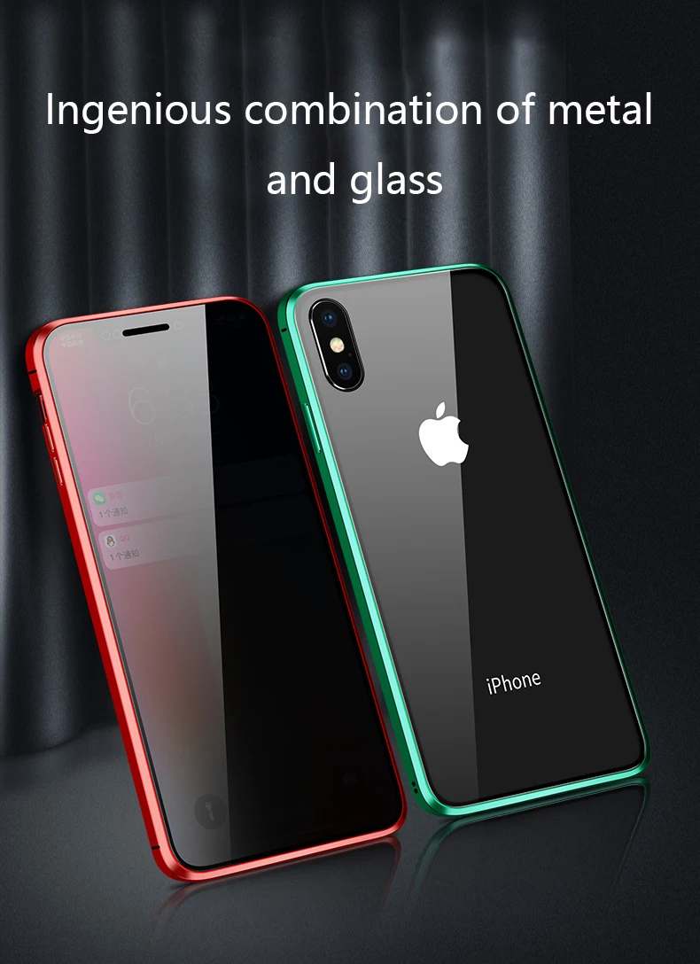 Анти-прокрасться peek стеклянный чехол для iPhone XS max XR XS Супер магнитный стальной Телефон чехол для iPhone 7 7plus 8 8plus чехол