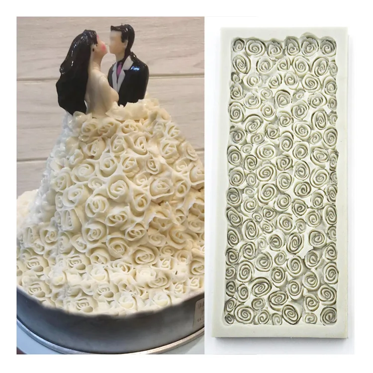 New 3D Rose Bride Wedding Dress Fondant Cake Silicone Mold Wedding Decoration Cake Decorating Tools DIY Cake Baking Tools