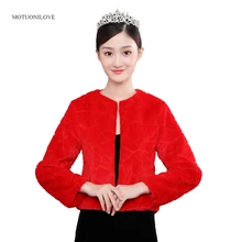 Estolas fiesta mujer, зимняя меховая куртка, болеро красного цвета и цвета слоновой кости с длинными рукавами, свадебное пальто, накидка для невесты, накидка из искусственного меха, болеро, Femme Mariage
