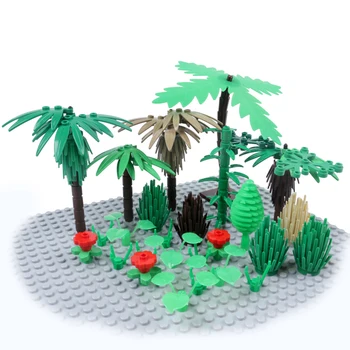 

Building Blocks Toy Accessories Military Green Bush Flower Grass Tree Plants Kids Toys Compatible Friends Bricks