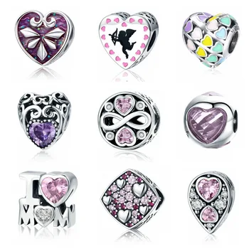 

Purple love combination Diy accessories 925 silver original spacer beads for jewelry making Fit pandora charm bracelet